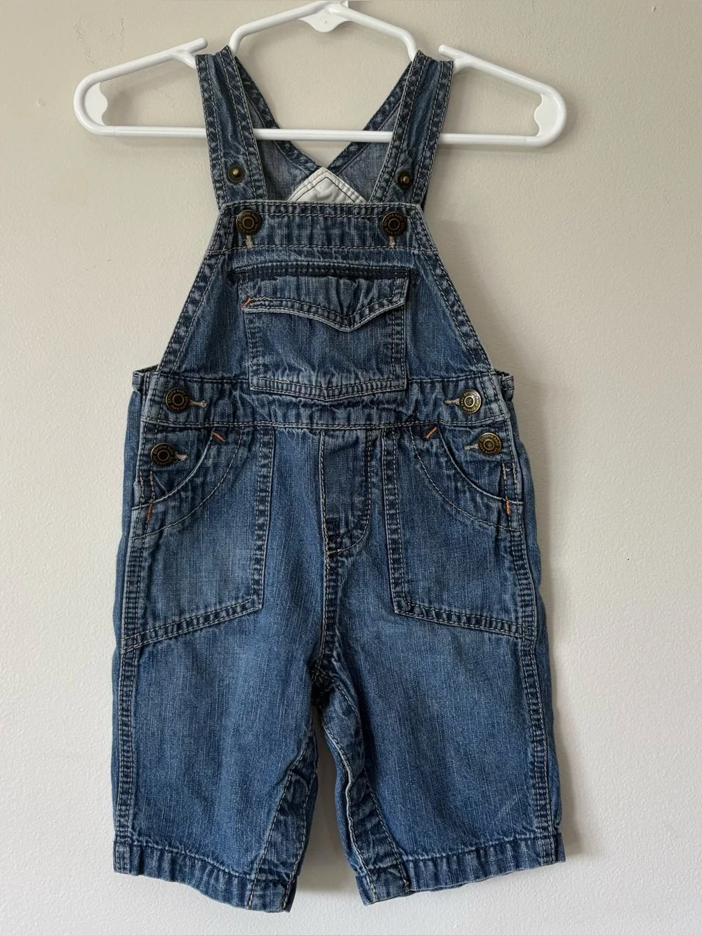 Vintage Genuine Baby From Osh Kosh Bib Overalls Size 6 Months Y2K Denim Snap Leg